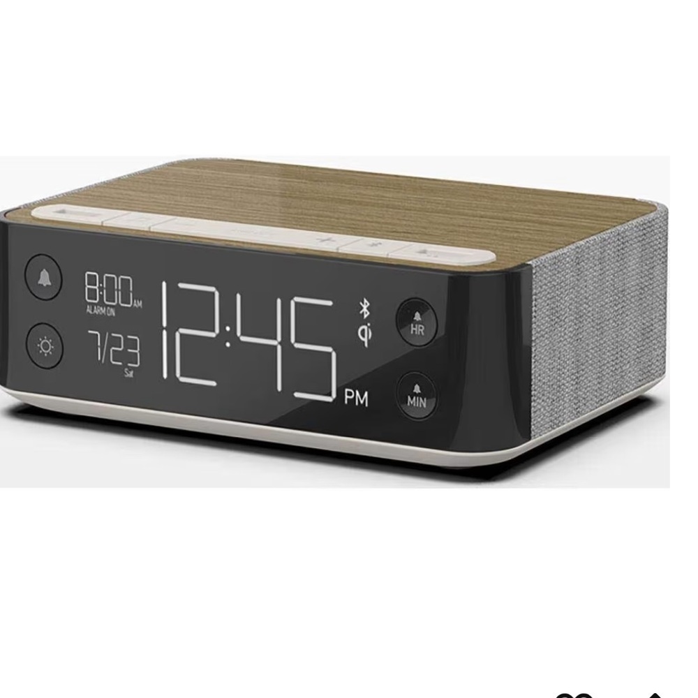 Nonstop Hotel Alarm Clock with Qi Wireless Charging, Dual USB Outlets 058